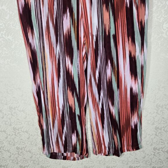 Torrid Wide Leg Crinkle Gauze High Rise Pull On Pants sz 2- 2X Multi Ikat Stripe - Picture 4 of 13